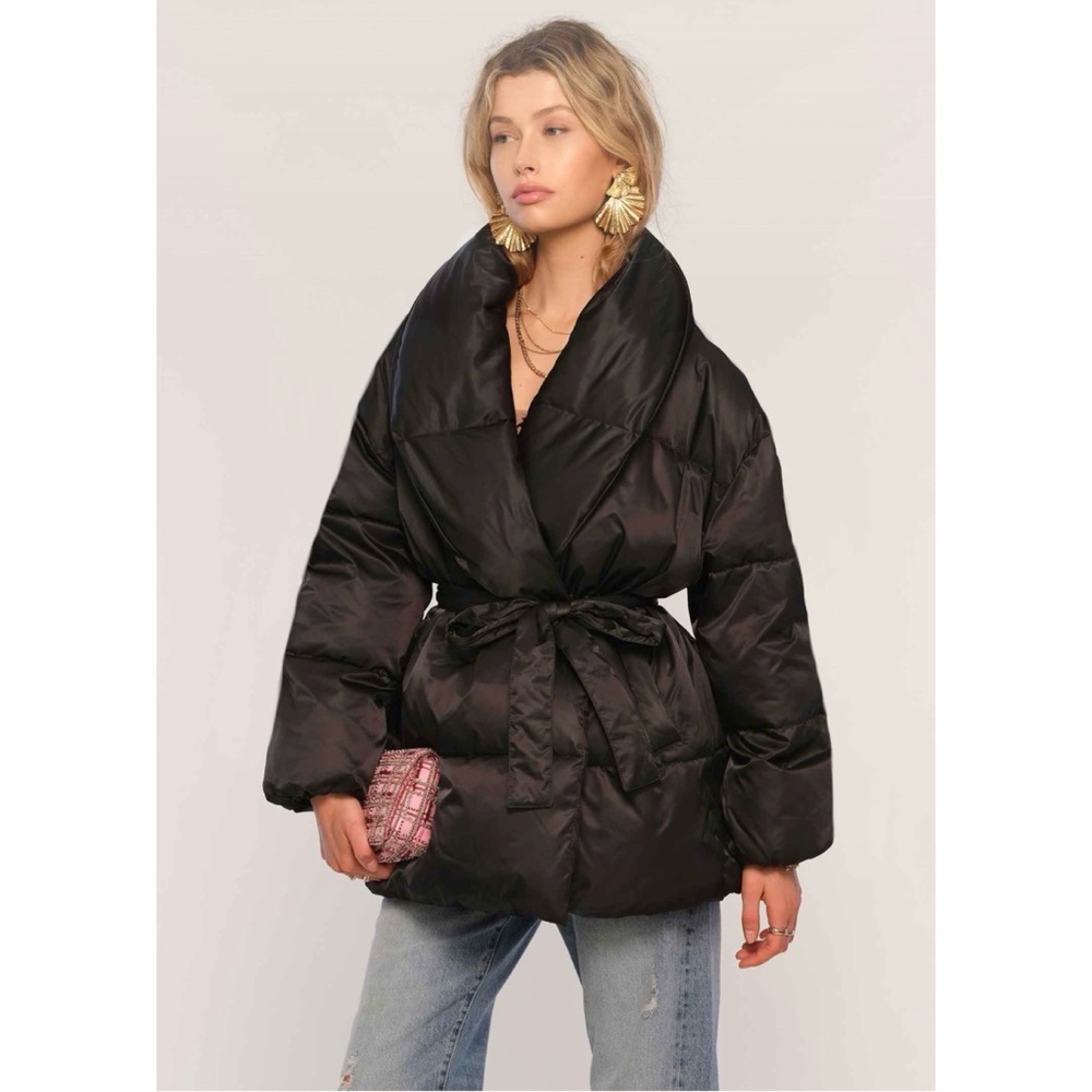 NWT Heartloom Kriza Black Belted Puffer Jacket, size XS